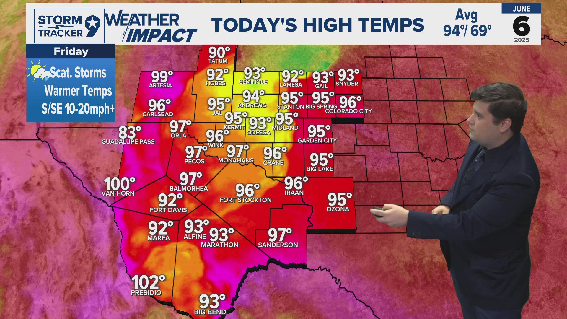 Near Triple Digit Heat with Isolated to Scattered Storms
