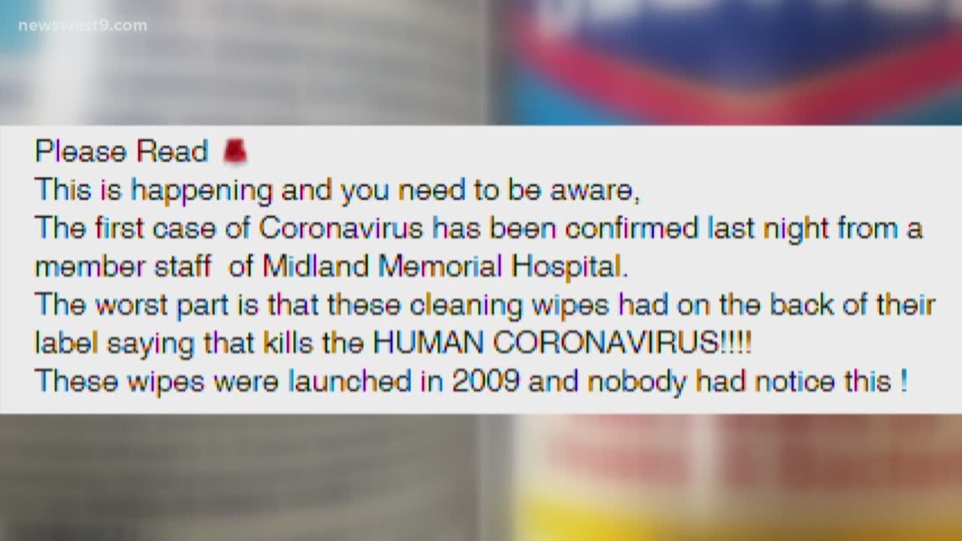 A Facebook post was circulating on saying a case of the Coronavirus was confirmed at Midland Memorial Hospital.