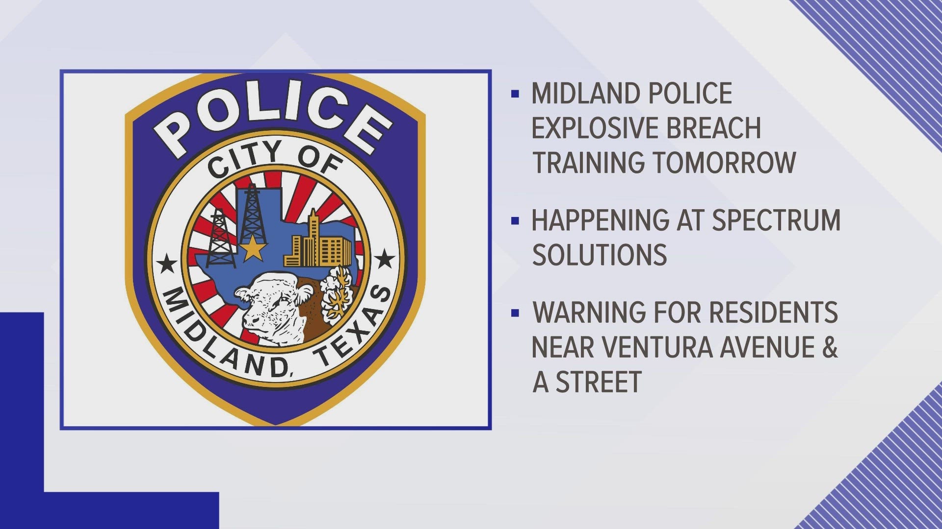 There will be a heavy police presence during this training at the building previously known as Spectrum Solutions.