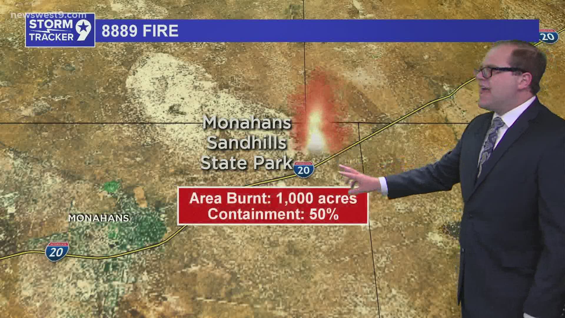 In a new update from the Texas A&M Forest Service, the fire has now burned 1,300 acres and is 71% contained.