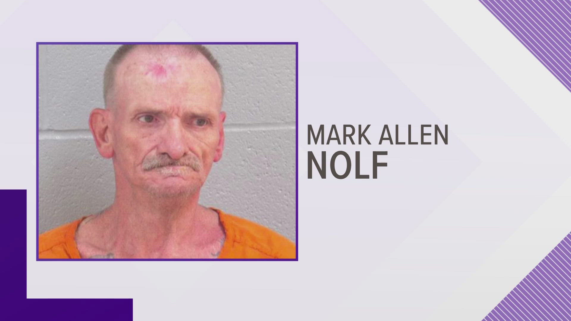 63-year-old Mark Allen Nolf was booked for possessing drug paraphernalia, two counts of failure to appear and failure to display driver's license.