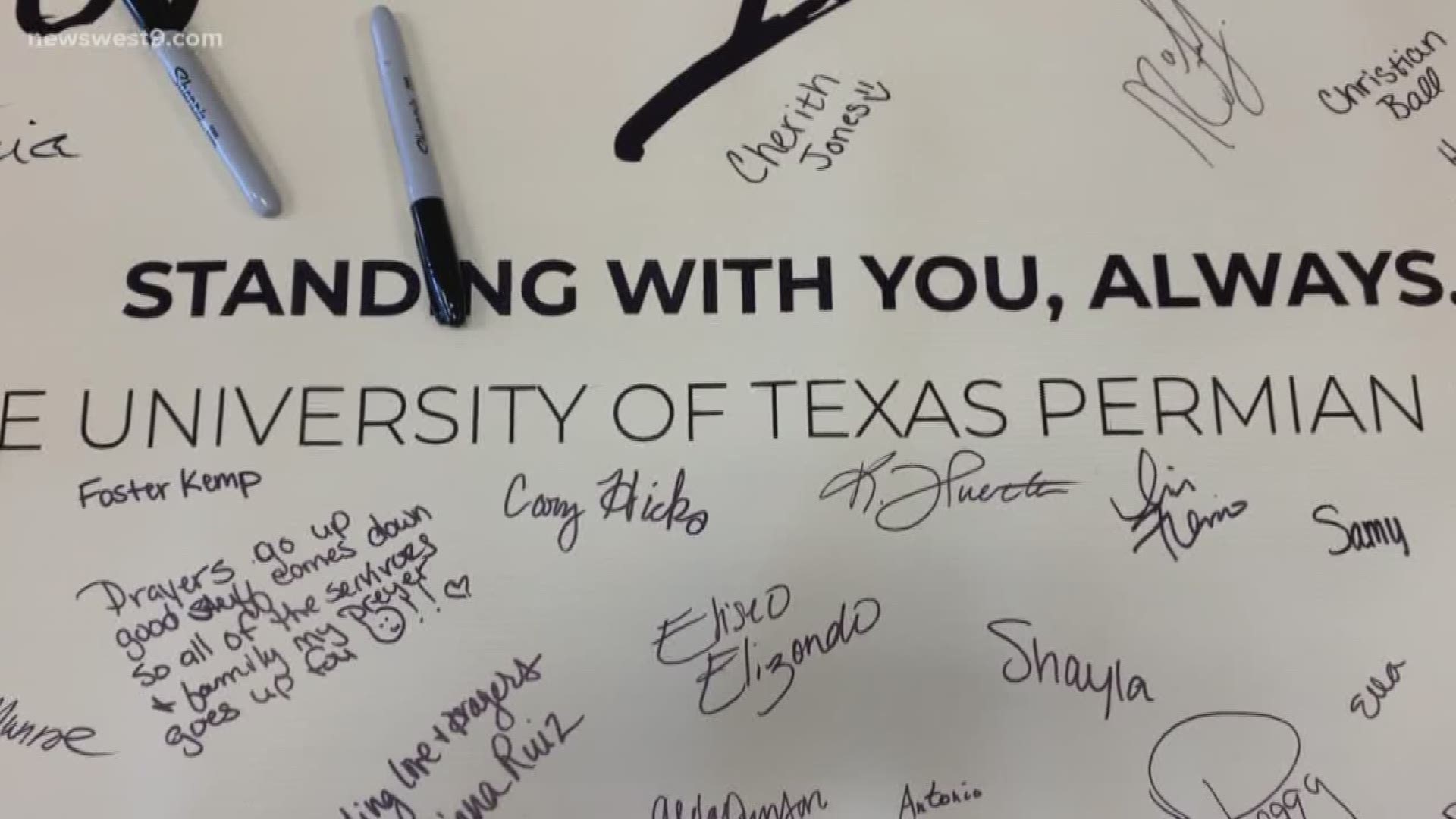 Students at UT Permian Basin gathered to send kind words to those affected by the Texas A&M Commerce shooting.