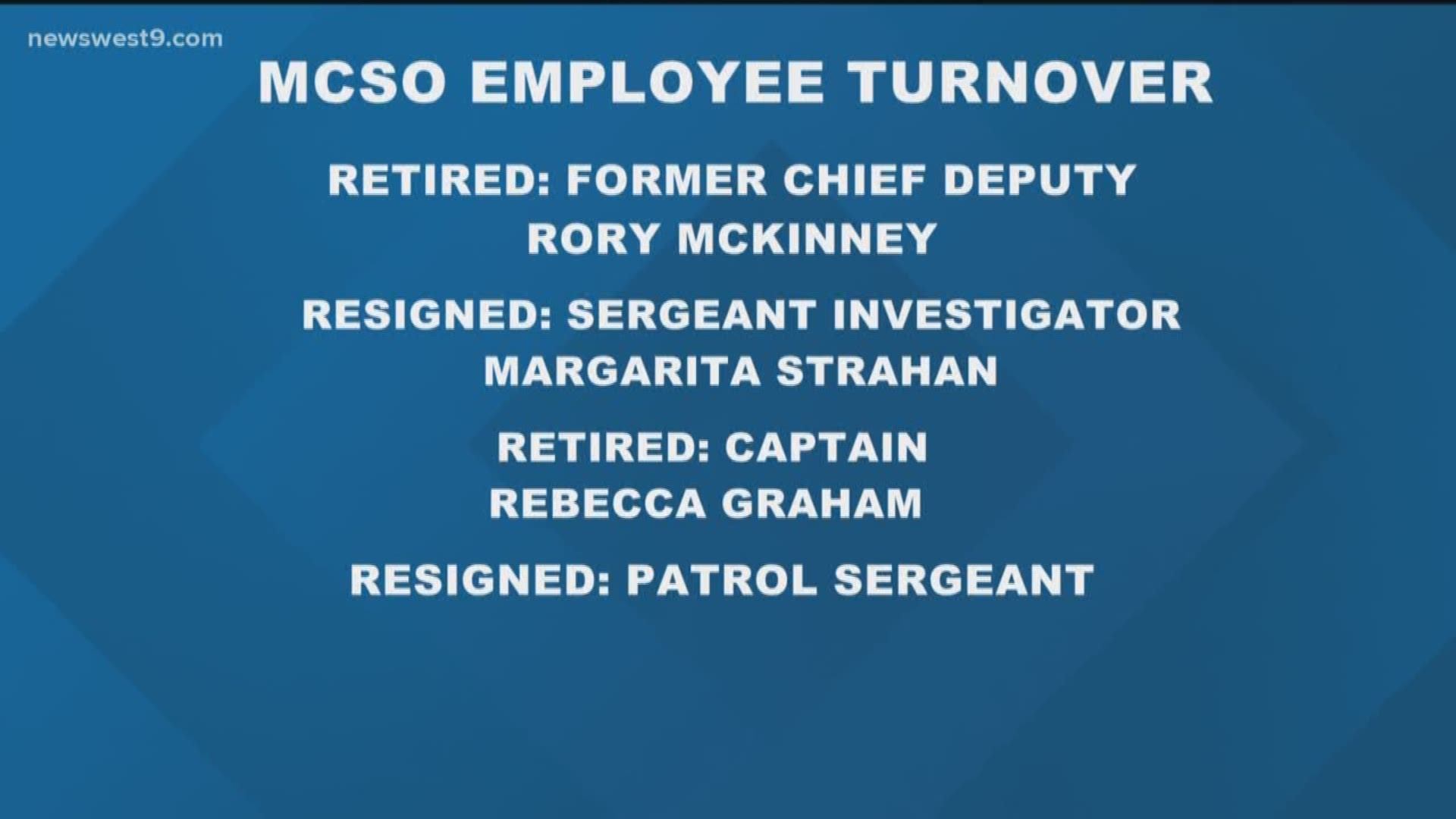 Four MCSO employees have resigned or retired since the March 3 election.