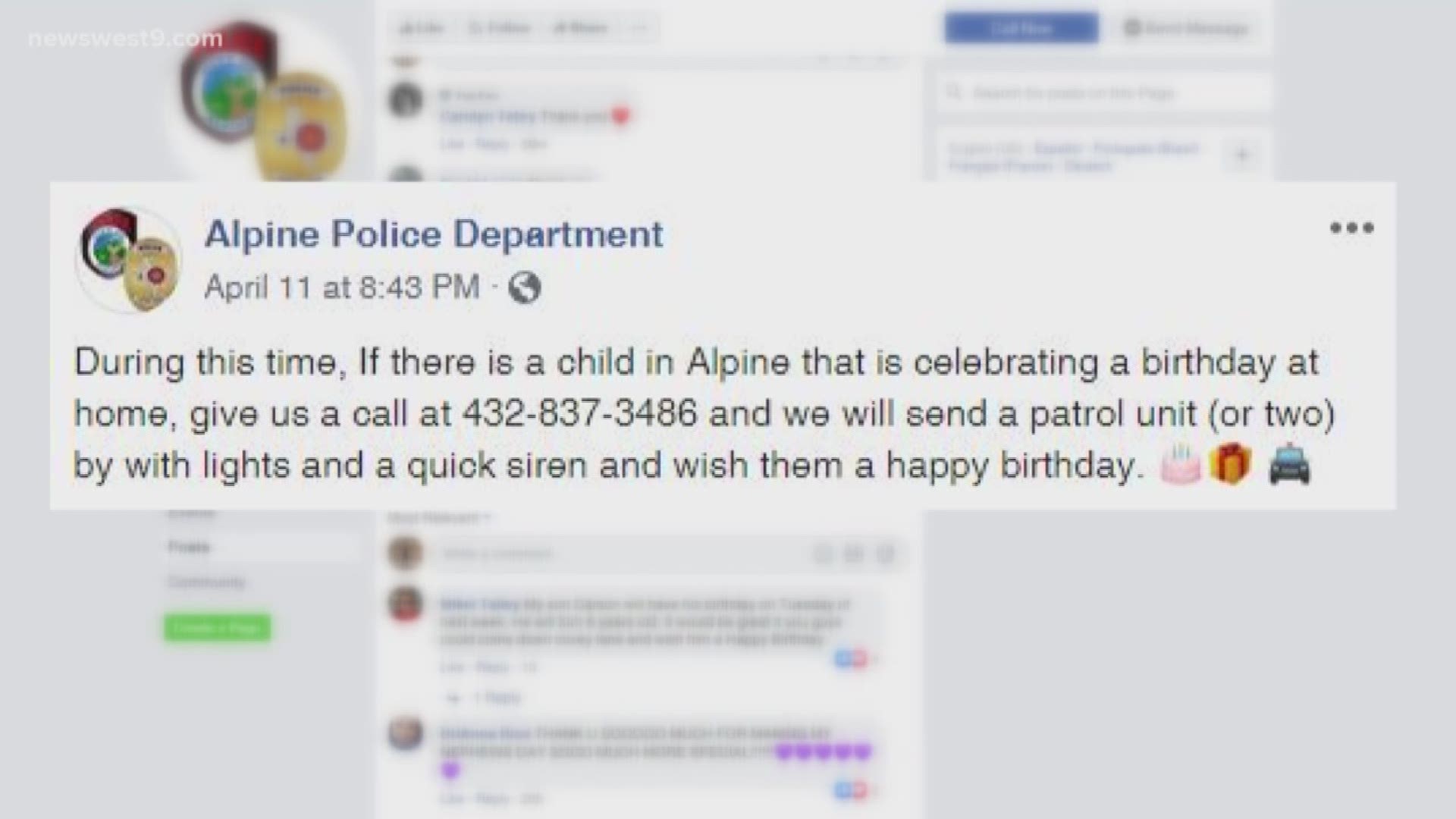 Police have offered to drop by the houses of children celebrating their birthday to say hello with lights and sirens.