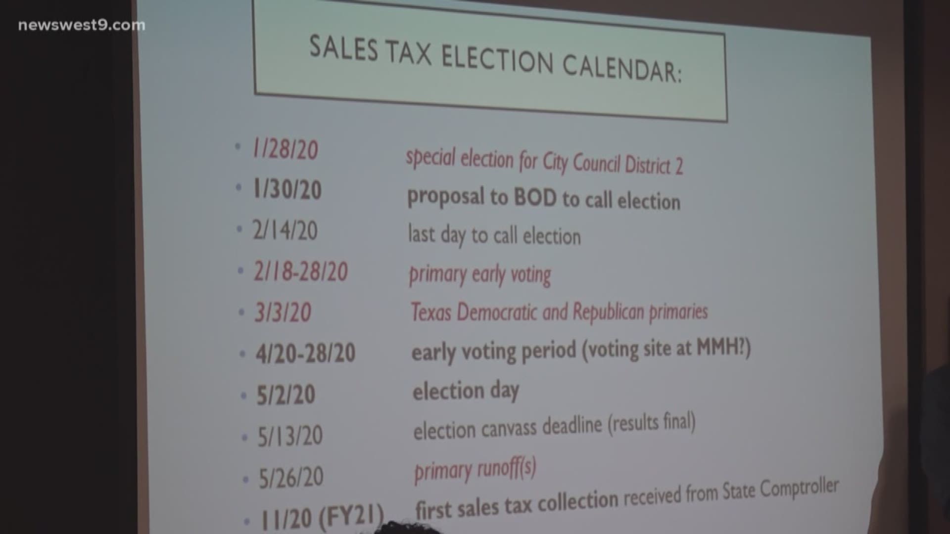 The MCHD has called for a May sales tax election to increase sales tax by .25%.