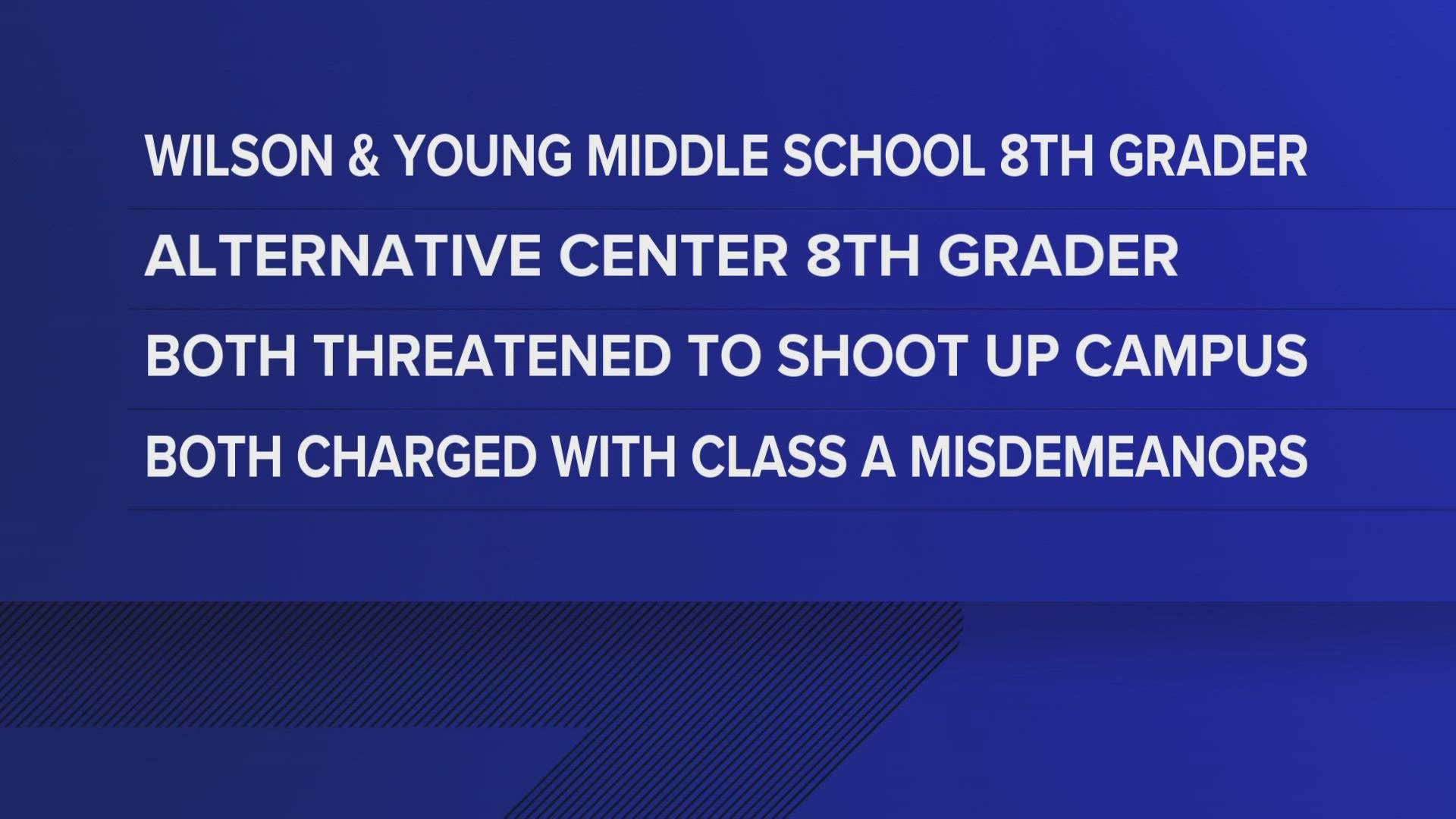 One student threatened to shoot a coach and the other threatened to shoot up their school.