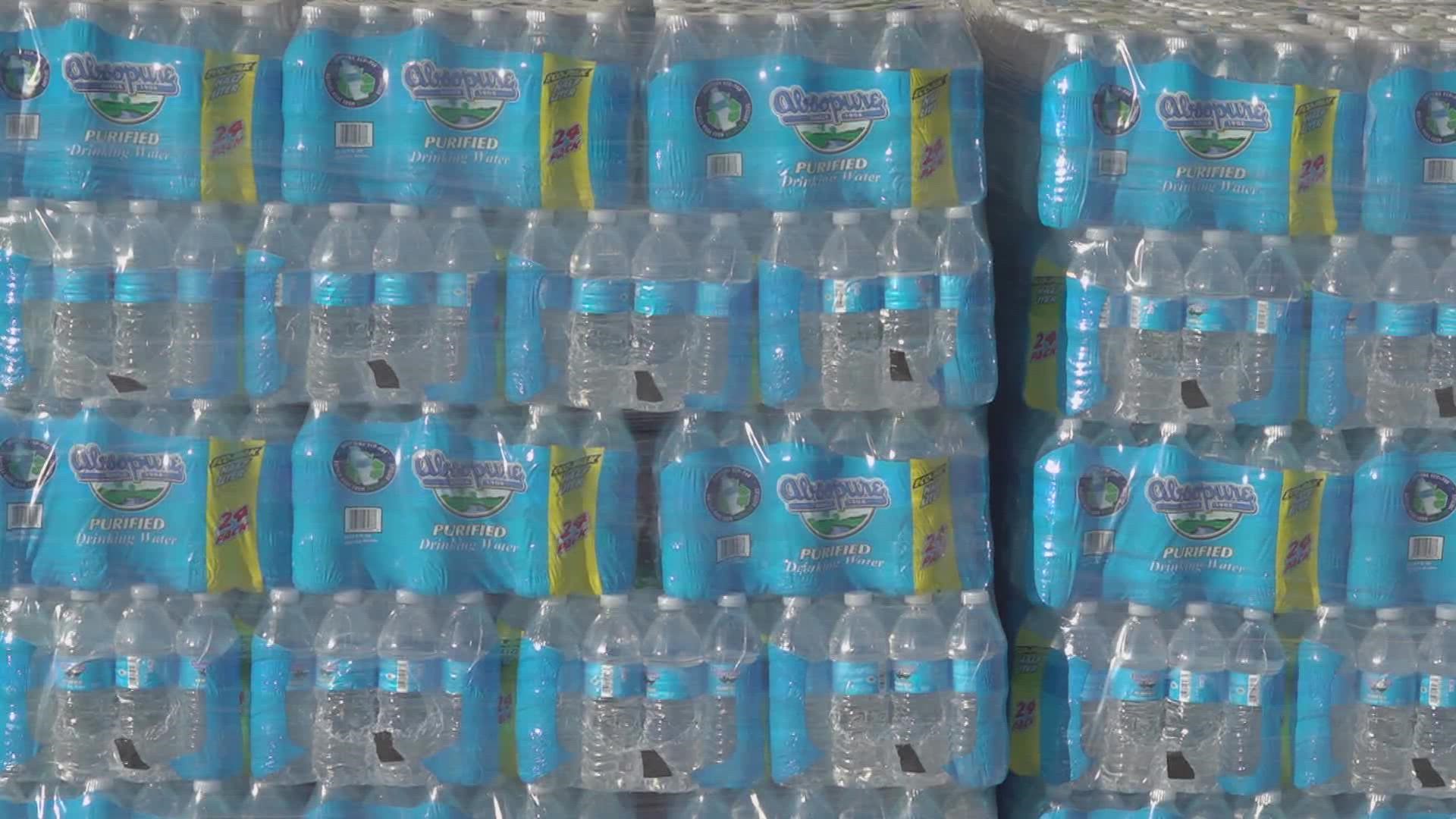 Big Horn Supply usually sells cases of water at its store, but decided to give them away during the boil water notice.