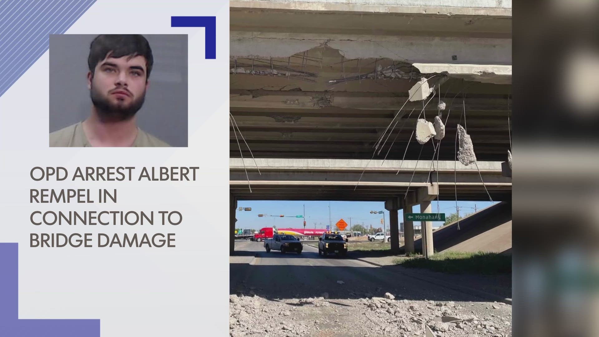 21-year-old Albert Rempel was charged with bridge/underpass clearance and duty on striking fixture/highway landscape.