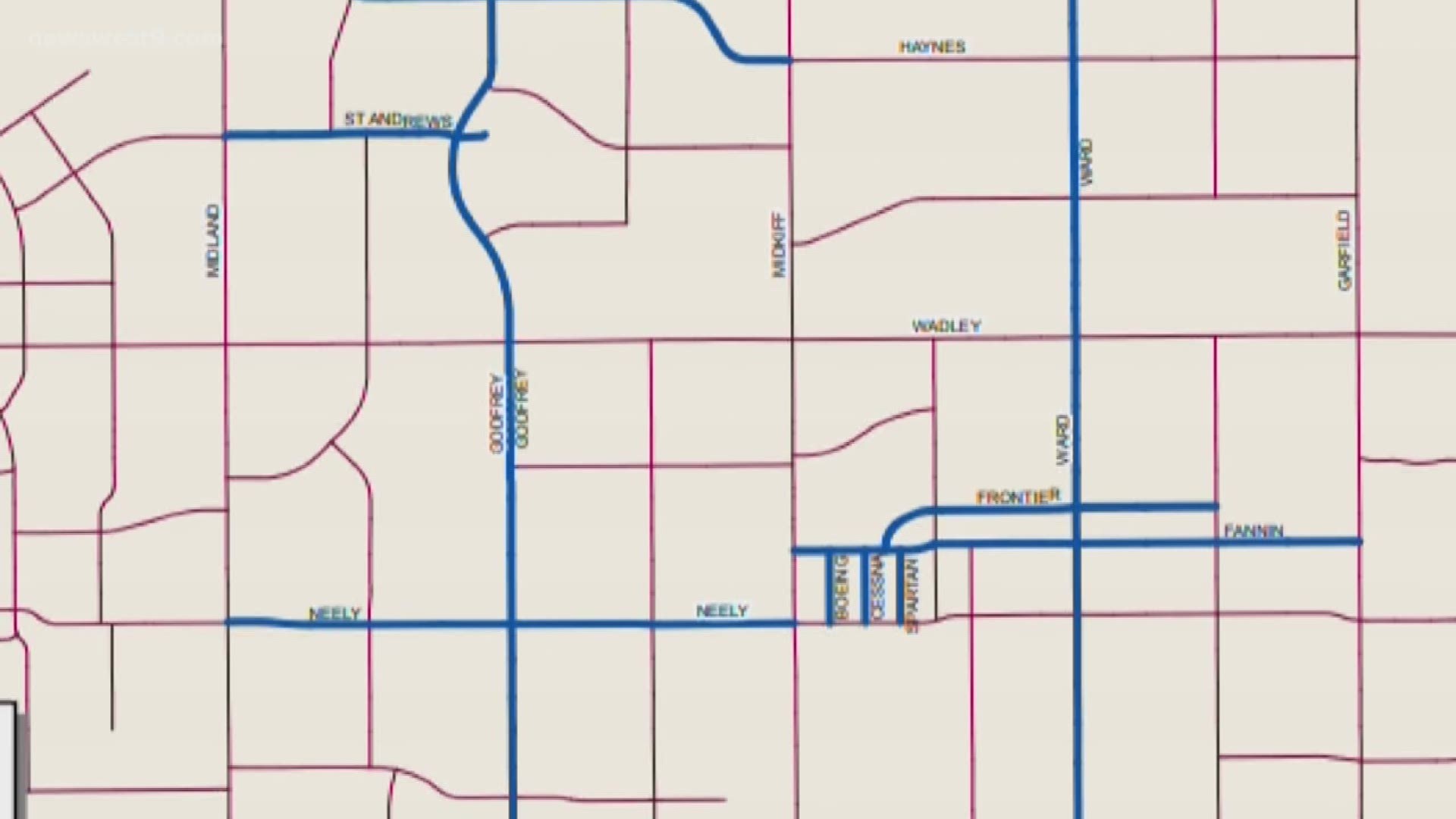 City of Midland will improve roads like Godfrey, Ward, Haynes and more.