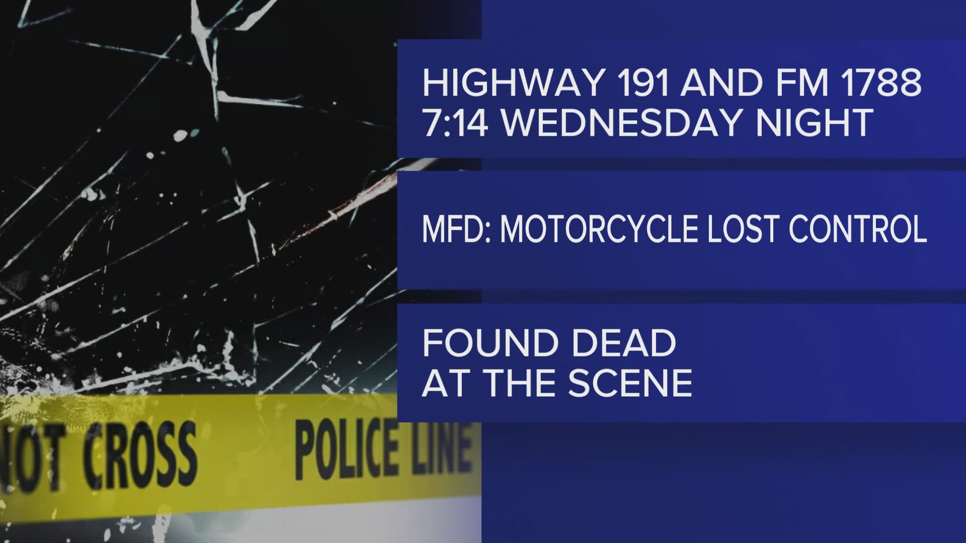 Motorcyclist dies in Midland crash | newswest9.com