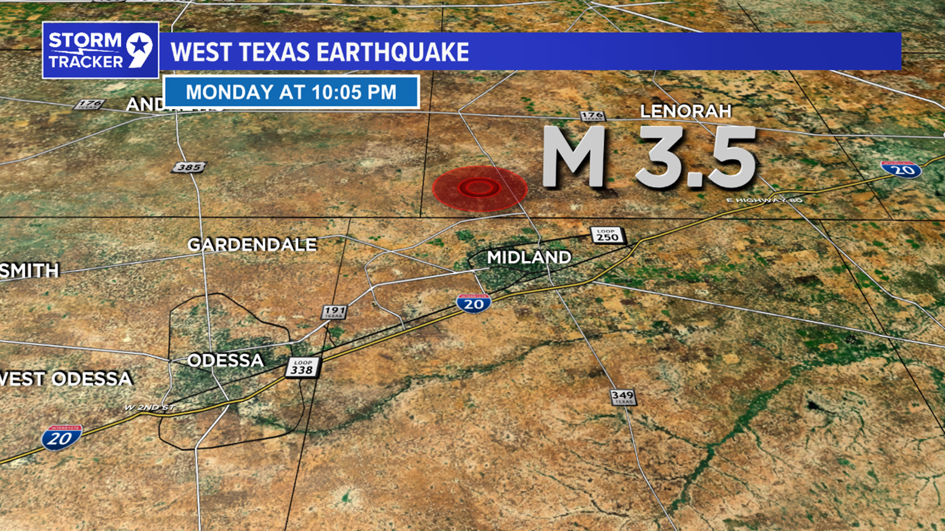 USGS reported an earthquake northwest of Midland just after 10 p.m. Monday.