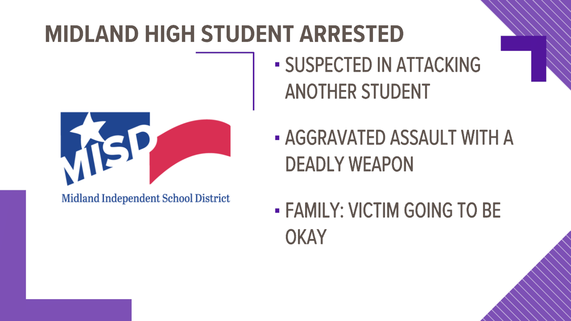 MISD says the student allegedly used brass knuckles to assault another student.