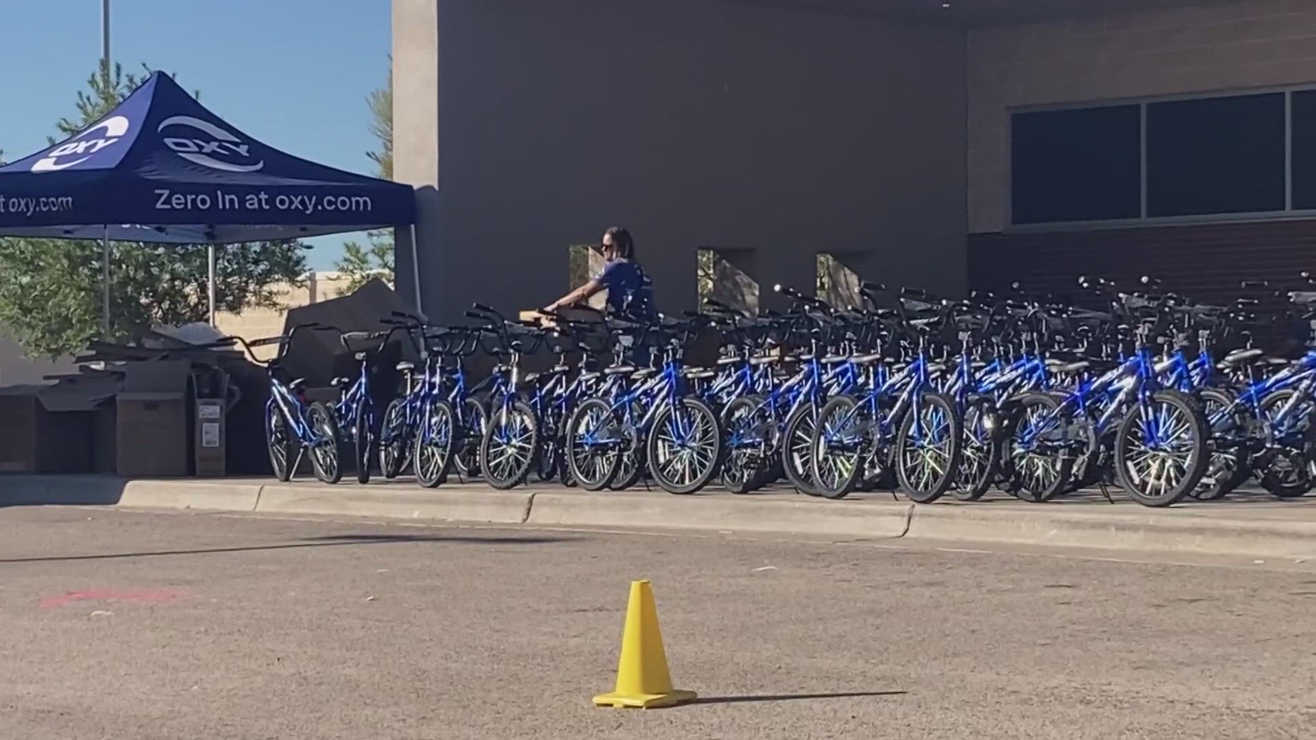 Thanks to a donation from Oxy through the Wish for Wheels program, more than 50 volunteers assembled brand new bikes which were given to the students.