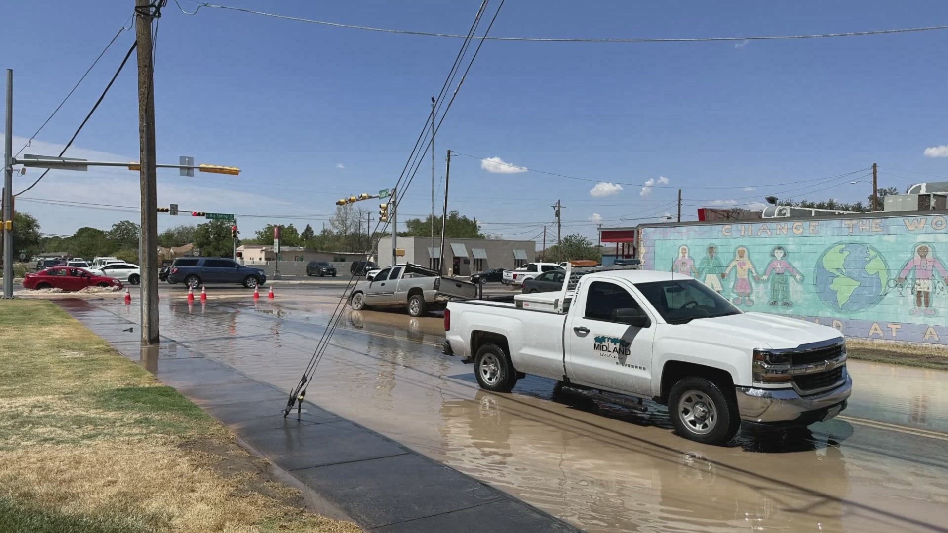 Crews are currently working on repairing the situation. Eastbound lanes of W. Cuthbert Ave. are closed at this time.