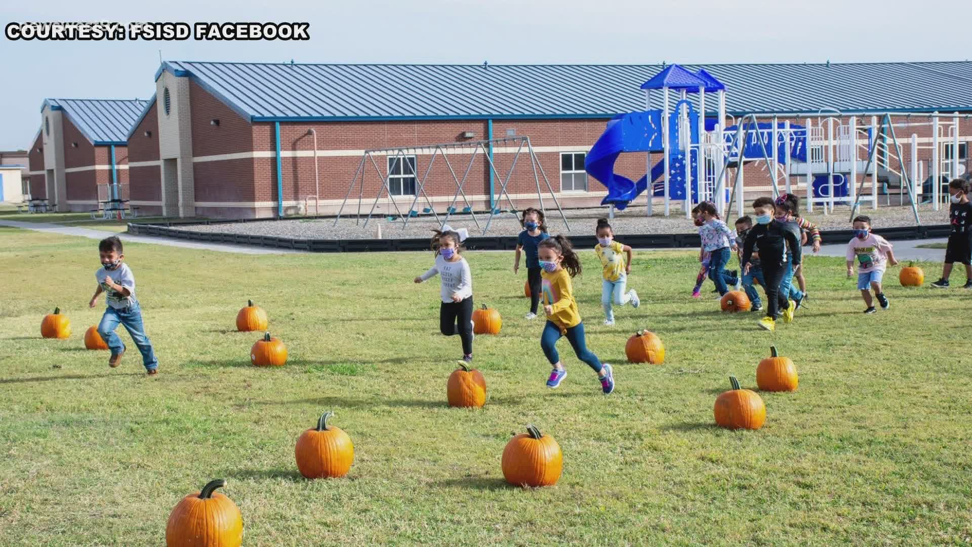 Students at Alamo Elementary enjoyed their very own pumpkin patch.