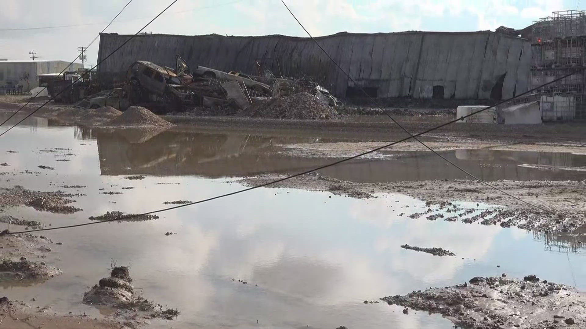 Rainfall during the week of Sept. 2 has led to a collection of water runoff at some properties near Permian Basin Containers in Odessa.