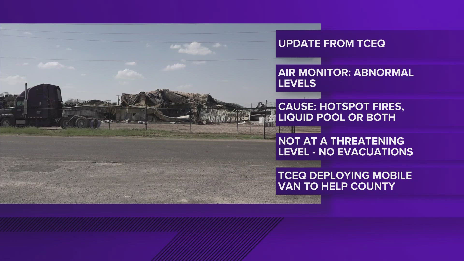 "TCEQ is deploying a mobile van with additional resources to Ector County to ensure a proper level of support for TCEQ investigators and the residents in the area."