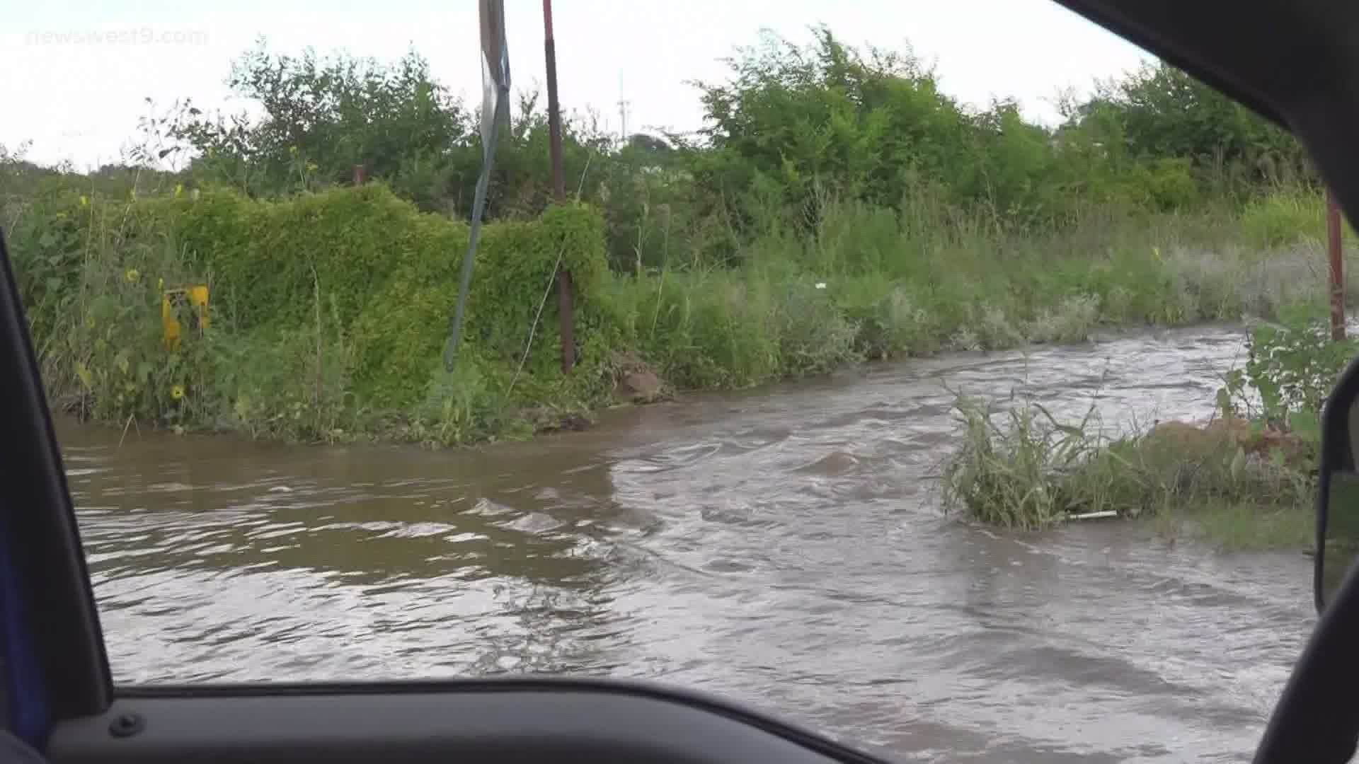 Cottonflat and 117 in Midland County has seen a lot of water, despite the rain holding off most of the day.