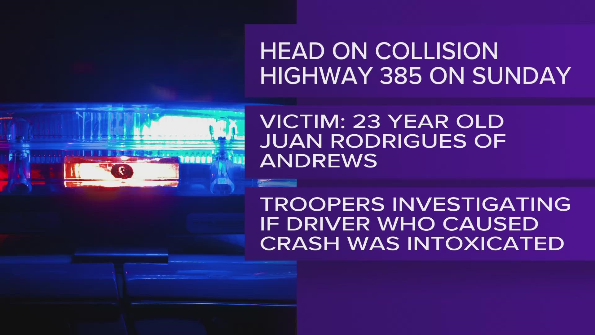 DPS says it is looking into whether the wrong-way driver was intoxicated. If so, he will be charged with intoxication manslaughter.