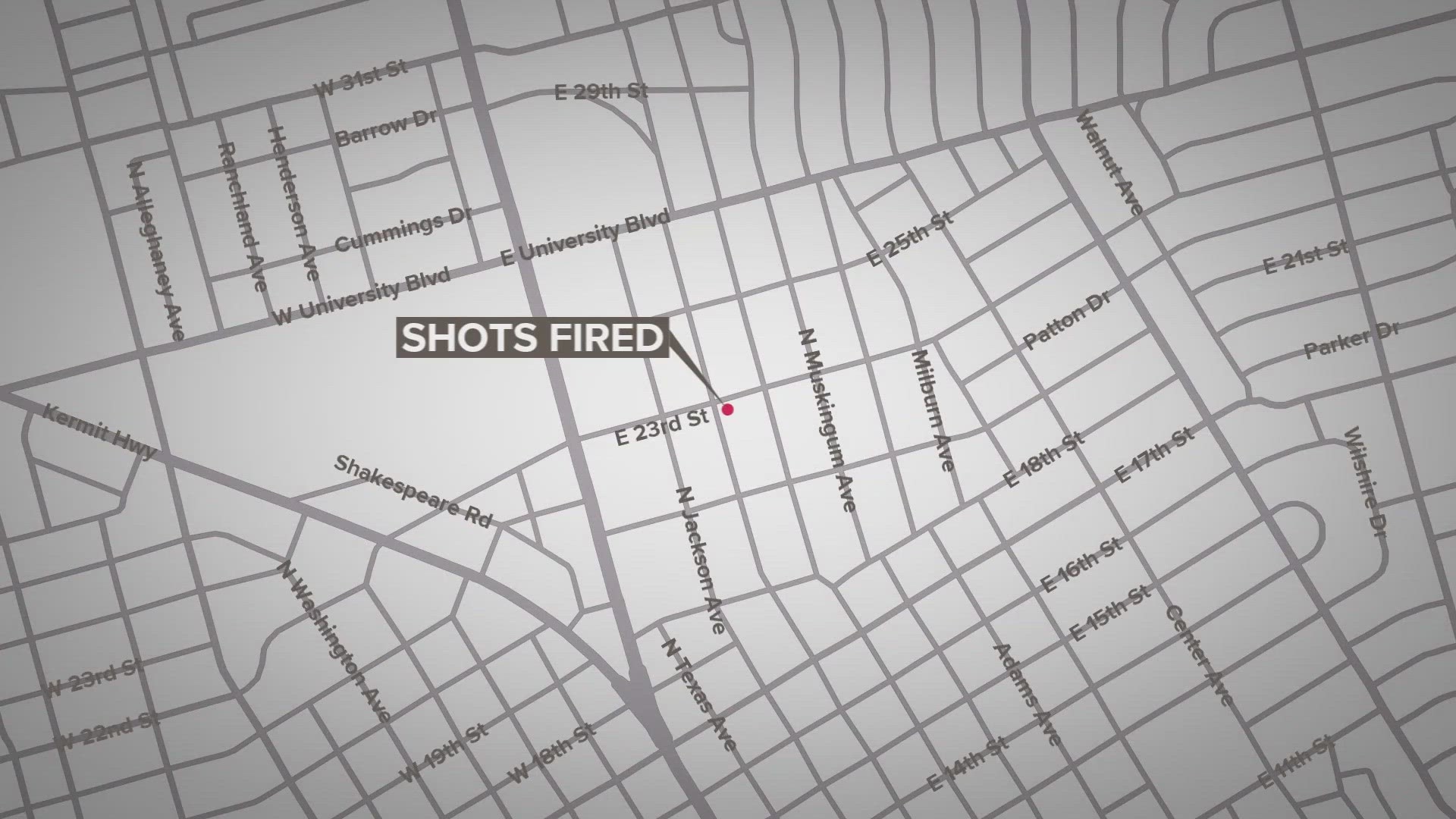 Unknown suspects allegedly fired several rounds at a 21-year-old in the 400 block of E. 23rd St. and fled in a gray Ford Explorer.
