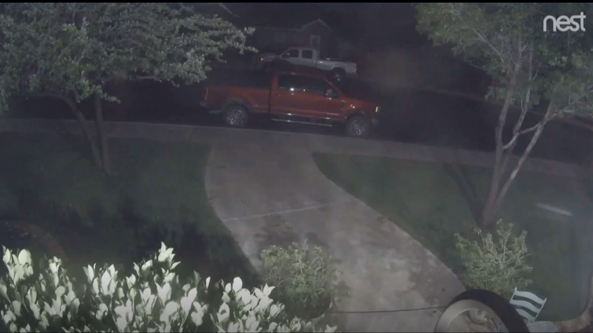 Video captured by a neighbor's surveillance system caught the sound of multiple gunshots