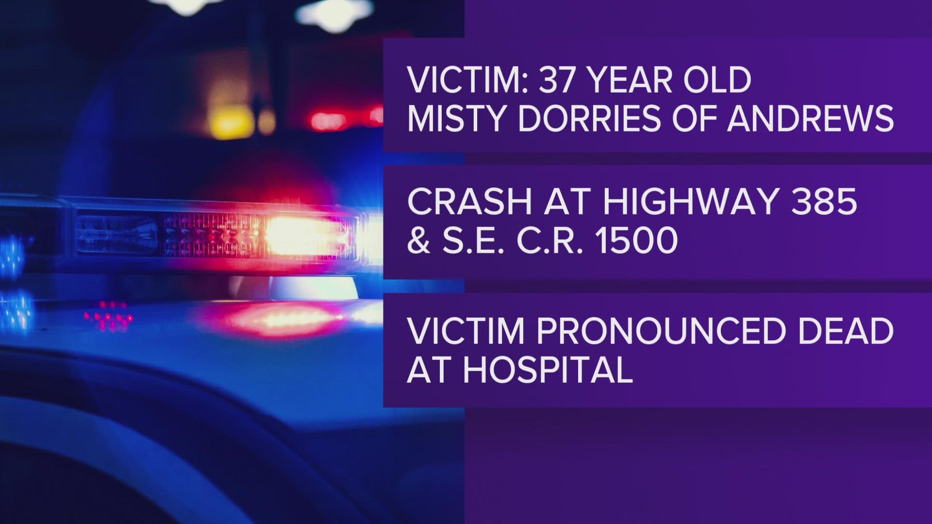 37-year-old Misty Dawn Dorries of Andrews was killed in the crash on December 19.