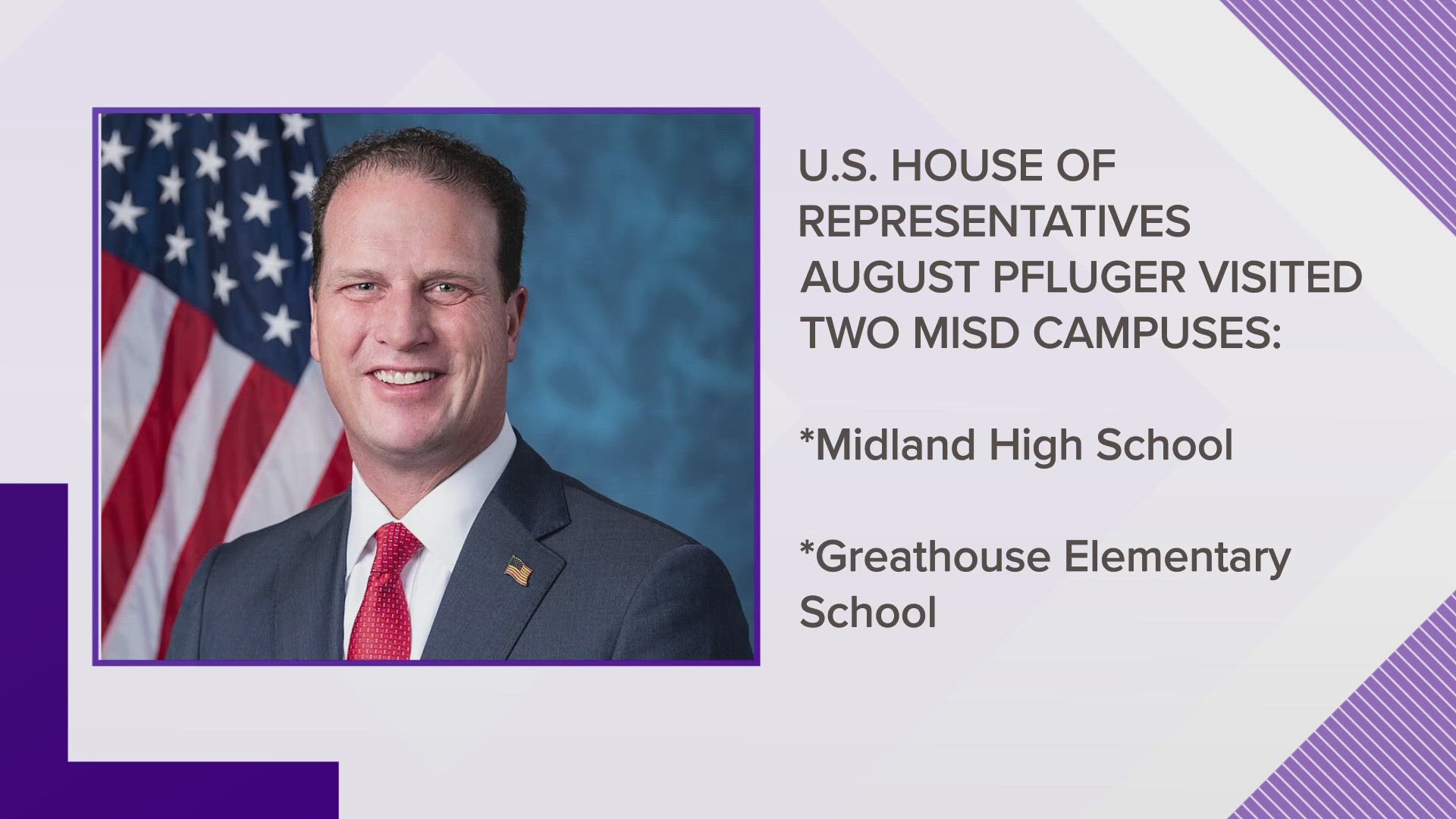 The congressman began at Midland High where he spoke to a government class, and later read to students at Greathouse Elementary.