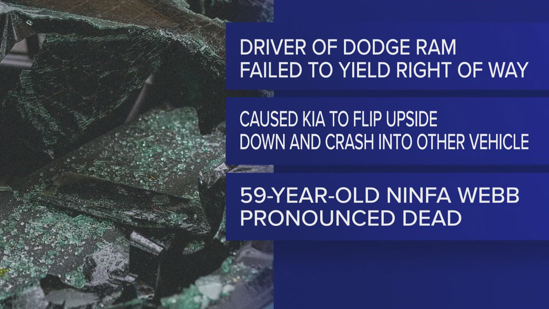 According to OPD, a Dodge Ram failed to yield the right of way to turn left onto Faudree Rd. and hit a black Kia Sportage.