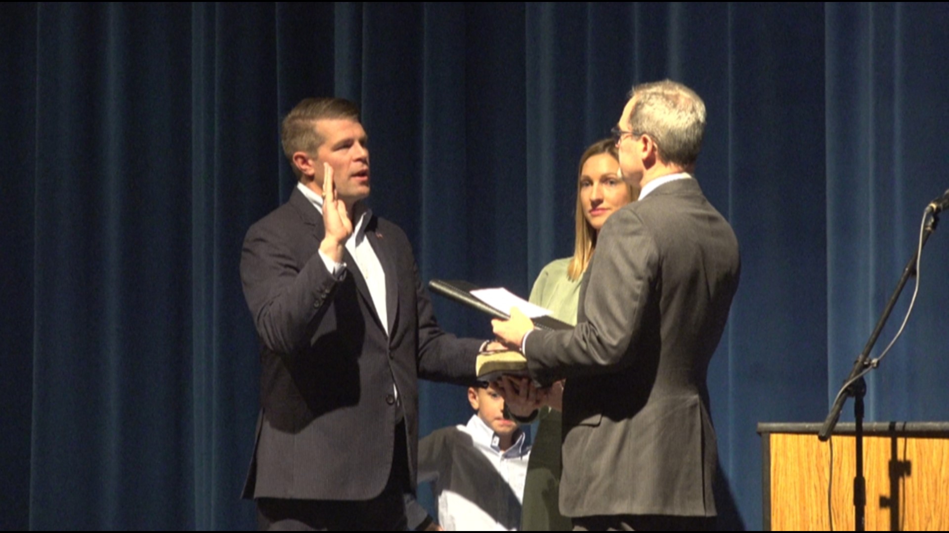 The Midland man was sworn in by State Senator Kevin Sparks at Greenwood High School.