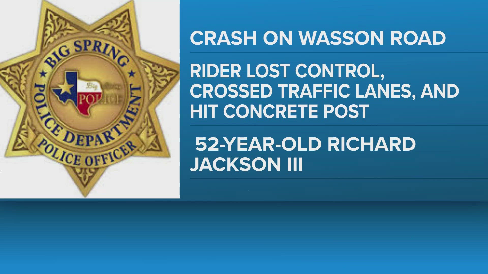 One dead after Sunday motorcycle crash in Big Spring | newswest9.com