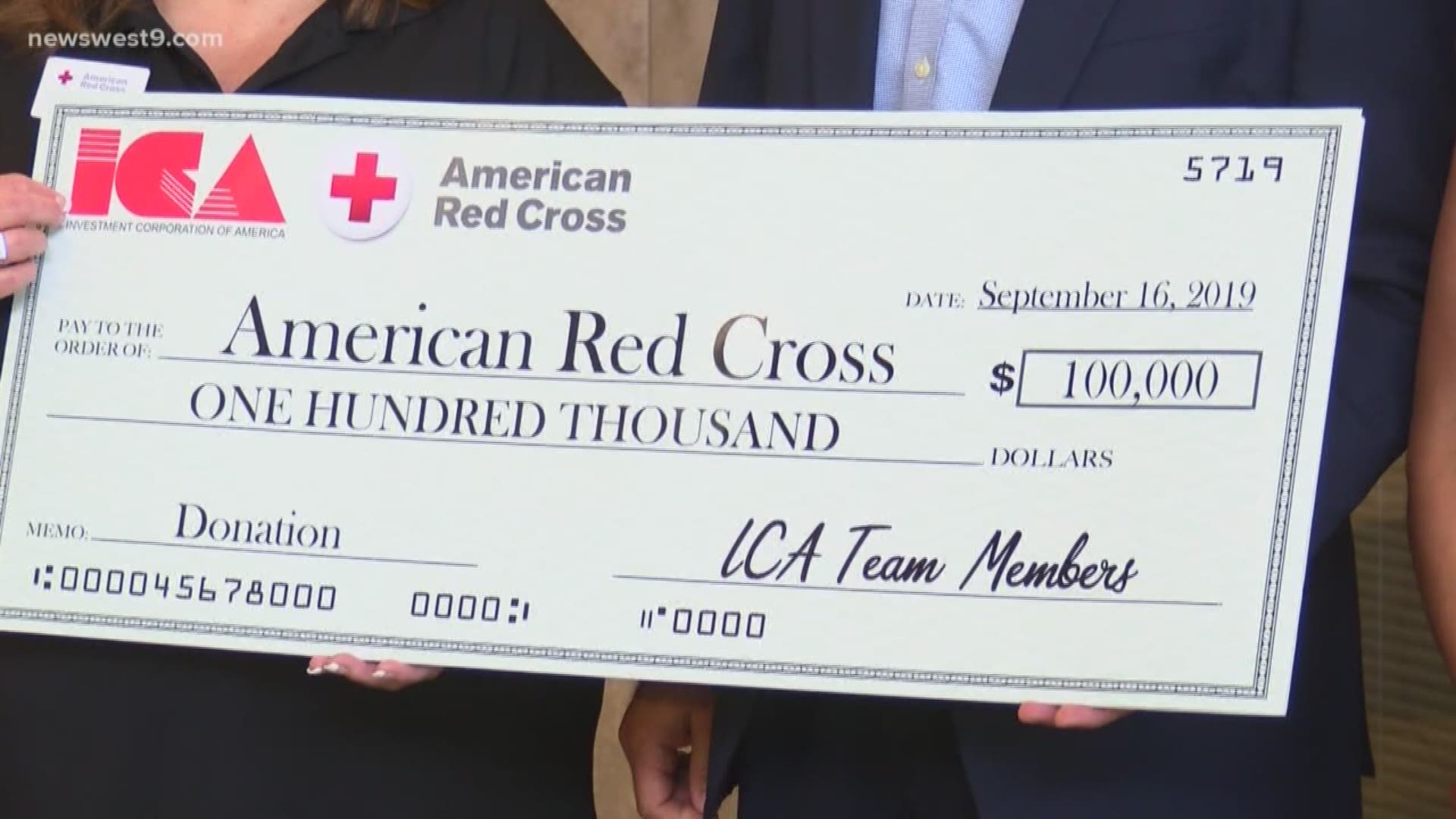 The money will be sent to the American Red Cross and designated for hurricane relief.