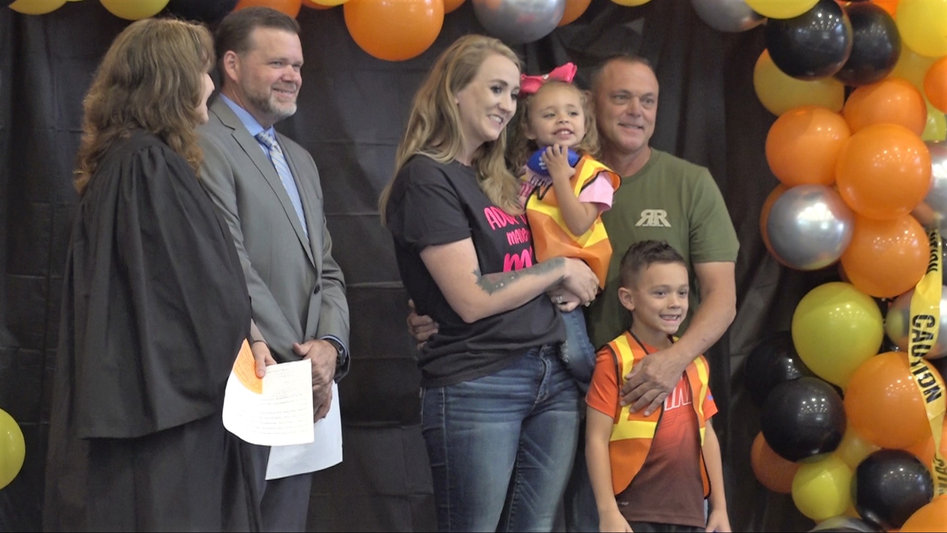 Families, friends and adoption agencies came together for a court proceeding this afternoon to finalize adoptions for seven local families.