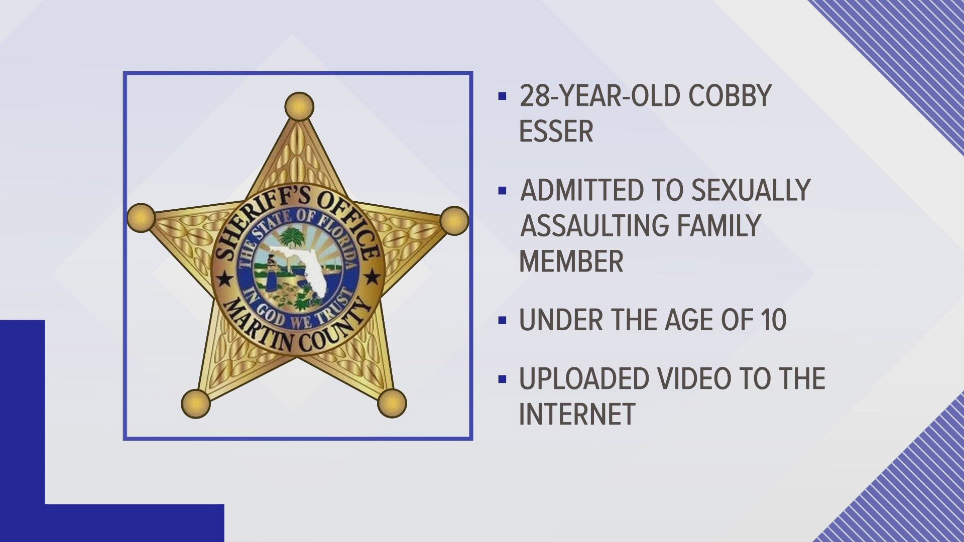 Cobby Esser, 28, was charged with aggravated sexual assault of a child, possession of child pornography and one unspecified charge.
