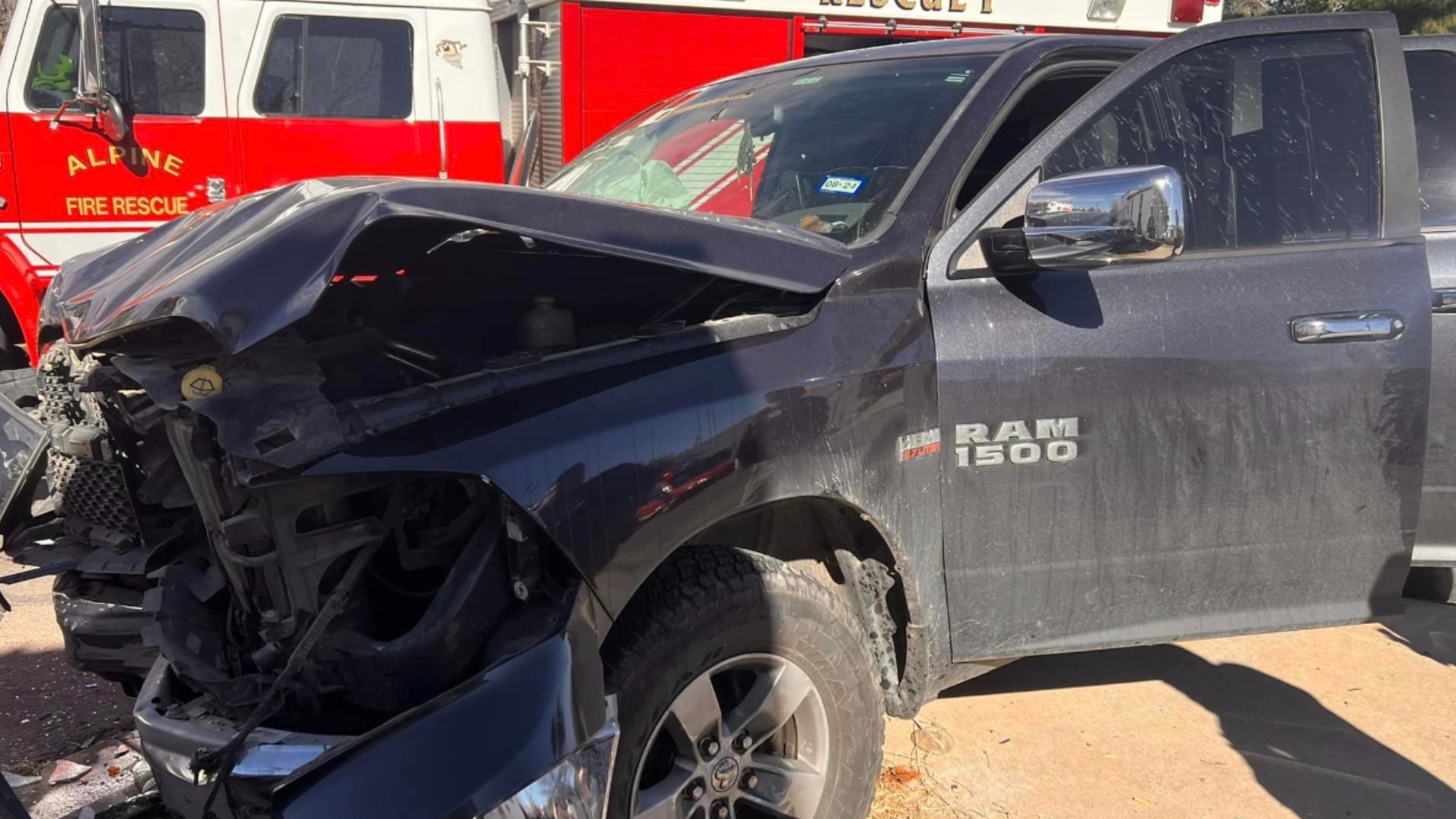 A person in Alpine is moderately to severely injured after a car