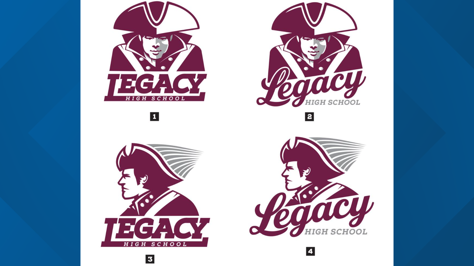 The former Lee High School Rebels mascot will be replaced by one of four student-inspired designs of Revolutionary War-era rebels.