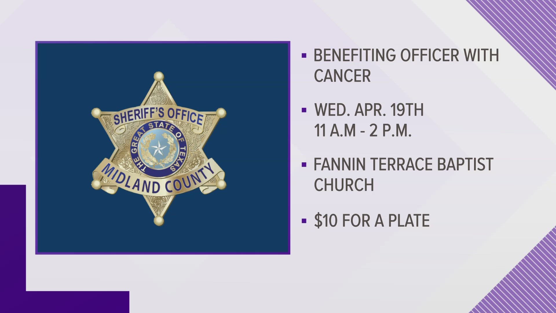 The fundraiser will be benefitting Officer John Barber.