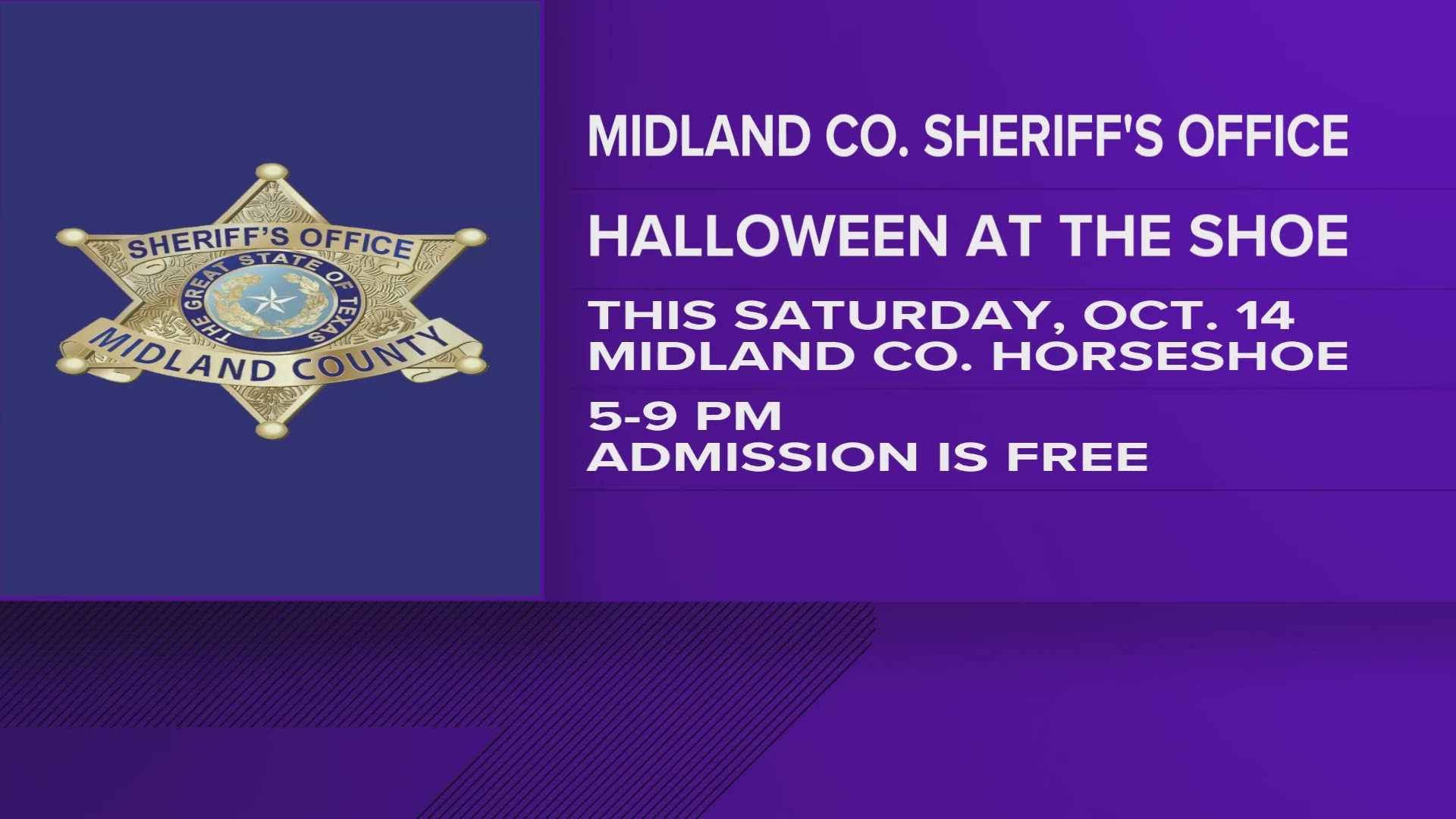 'Halloween at the Shoe' to be hosted by Midland County Sheriff's Office