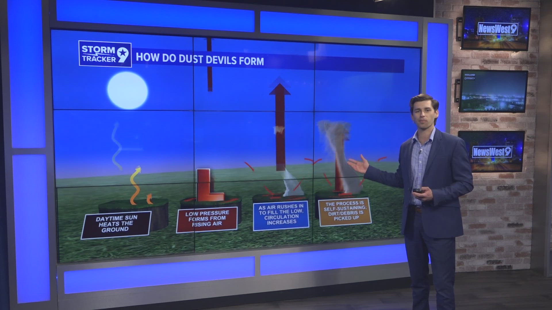 They can pick up small rocks and debris. In rare cases, they can become as strong as a weak tornado with wind speed up to 75 mph.