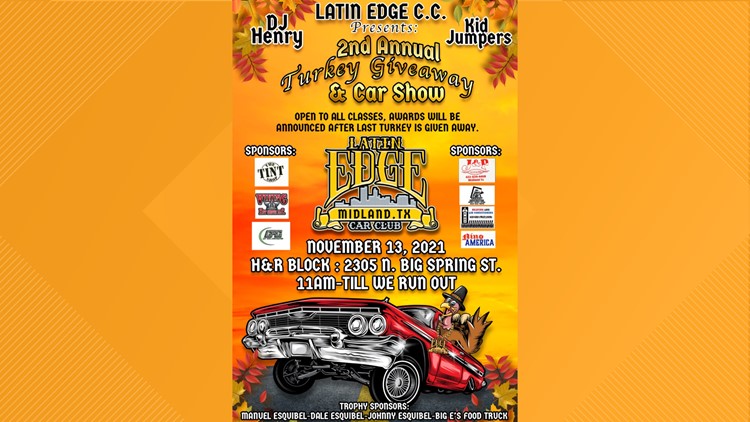 Latin Edge Car Club holds turkey giveaway, car show