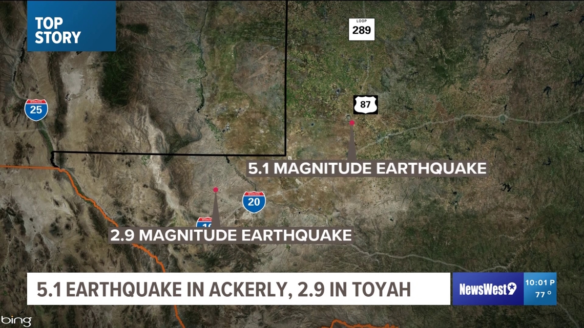5.1 magnitude earthquake felt in Ackerly, northwest of Big Spring