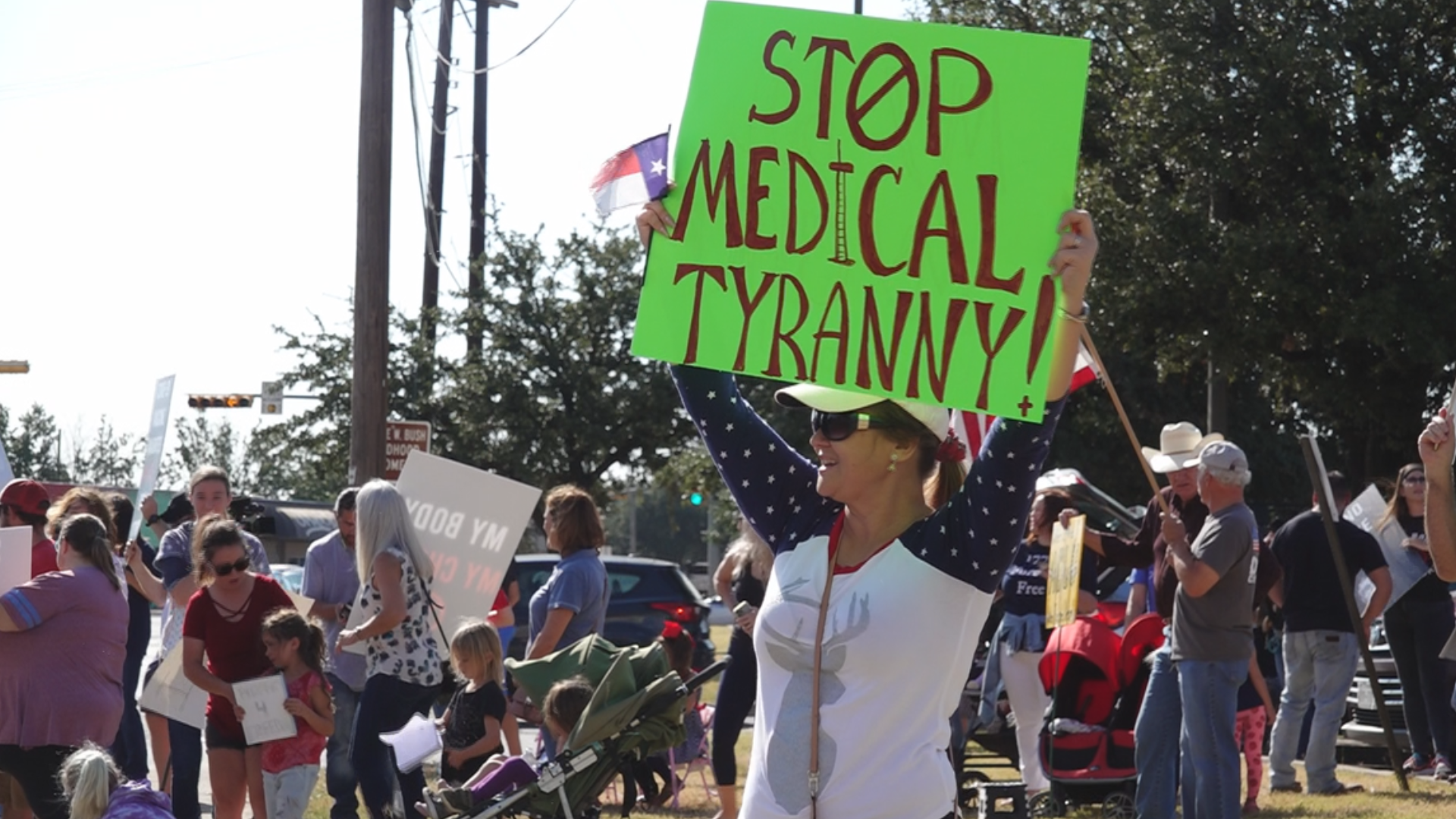 Organizers explained to NewsWest 9 that they were protesting forced medical mandates, such as employers requiring their staff to get vaccinated.