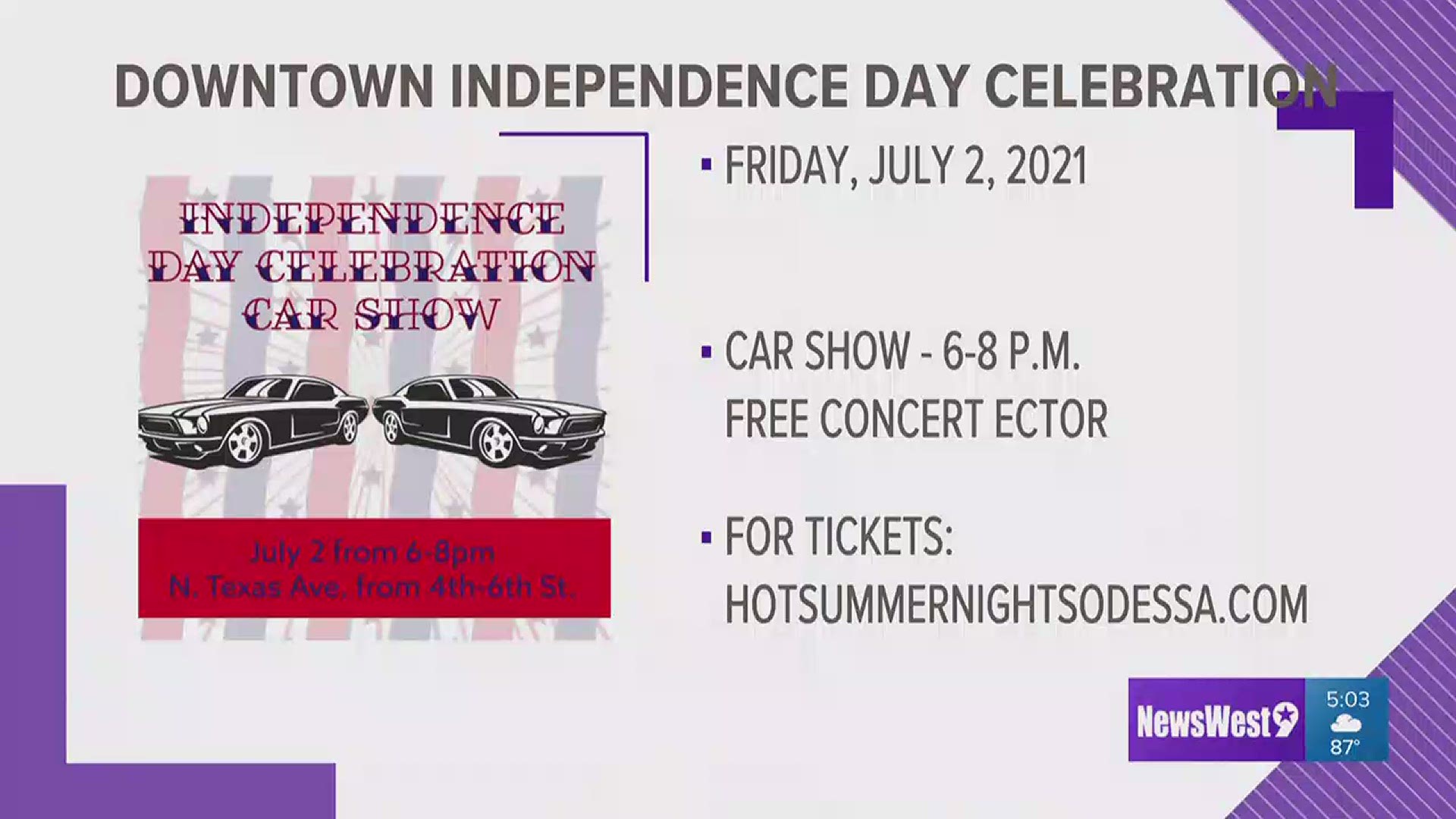Here is a list of events going on around West Texas for July 4th weekend.
