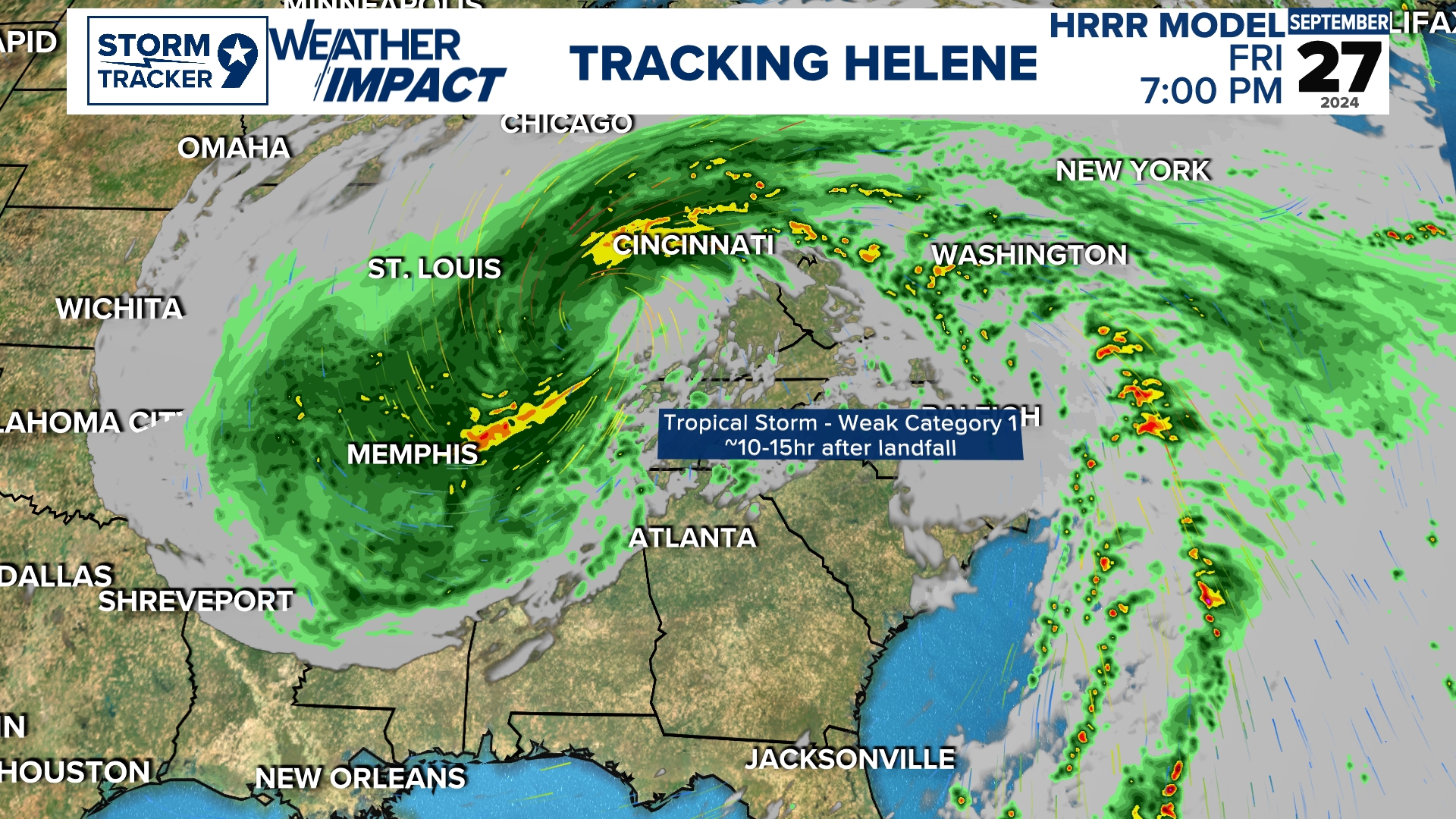 Hurricane Helene Latest run forecasted lifecycle after landfall