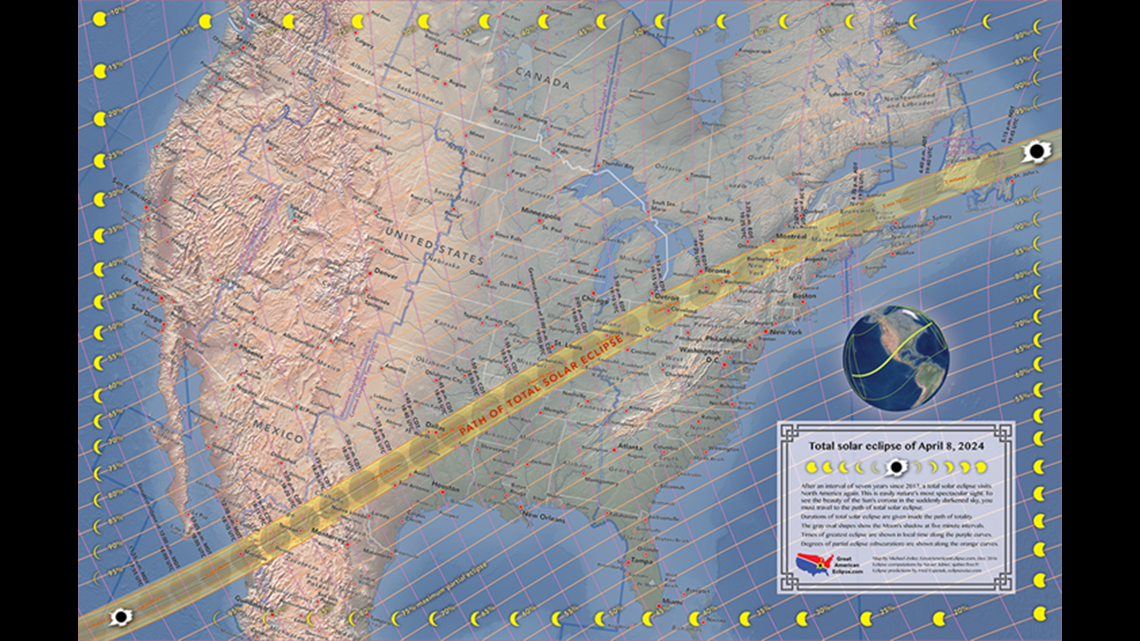 NOAA releases video showing moon's shadow across the Northern ...