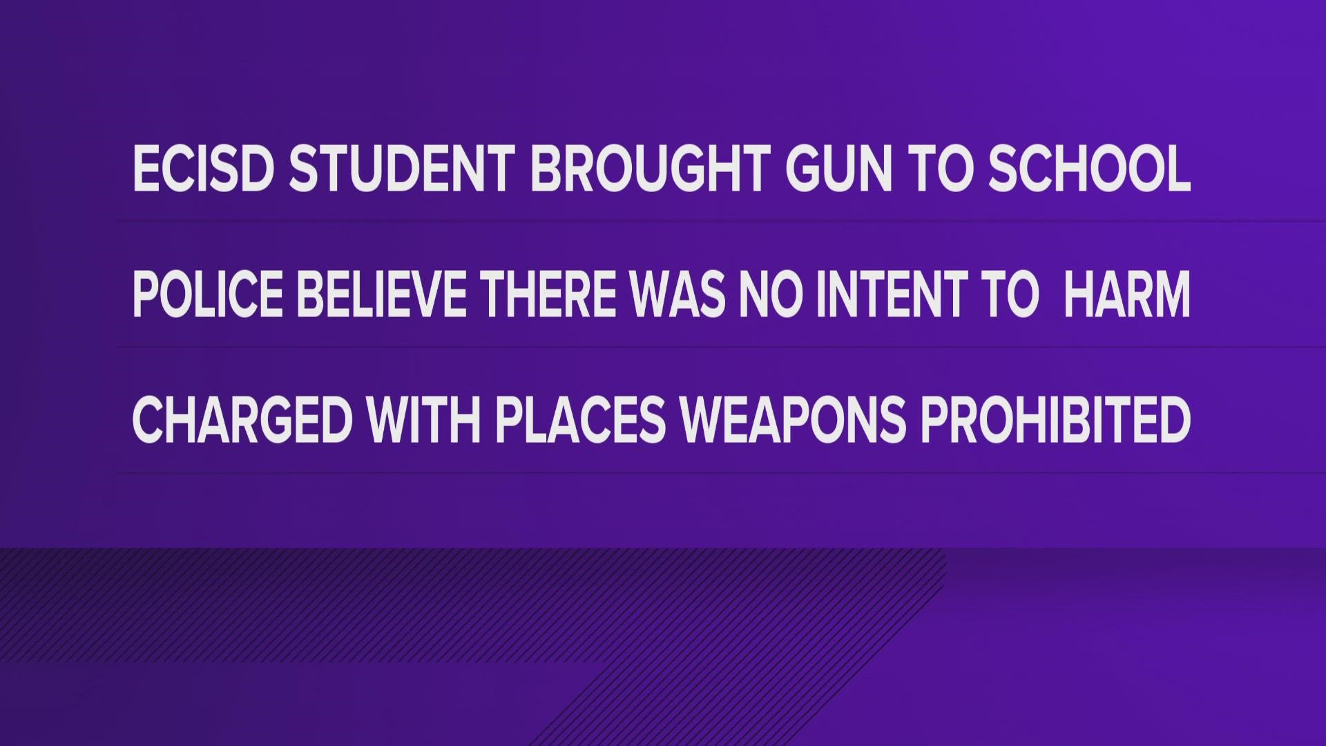 Police said they believe he brought the weapon to show it off, but not to hurt anyone.