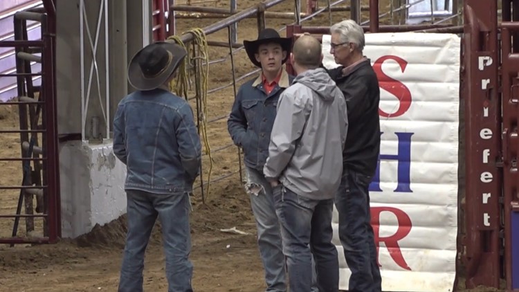 Participants rehearse for opening night of Sandhills Stock Show and Rodeo