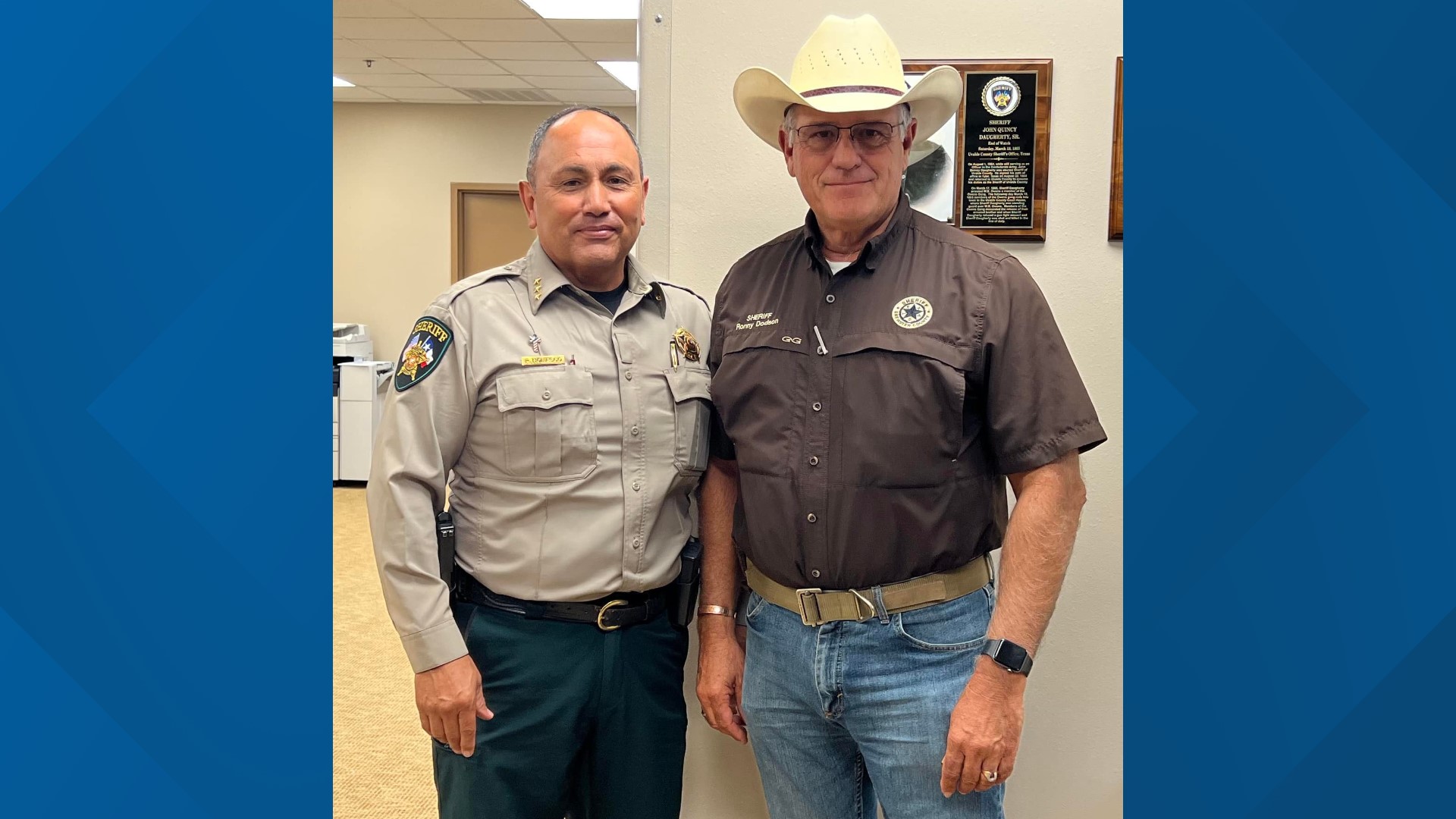Sheriff Ronny Dodson traveled to Uvalde to directly deliver the donations to Uvalde County Sheriff Ruben Nolasco.