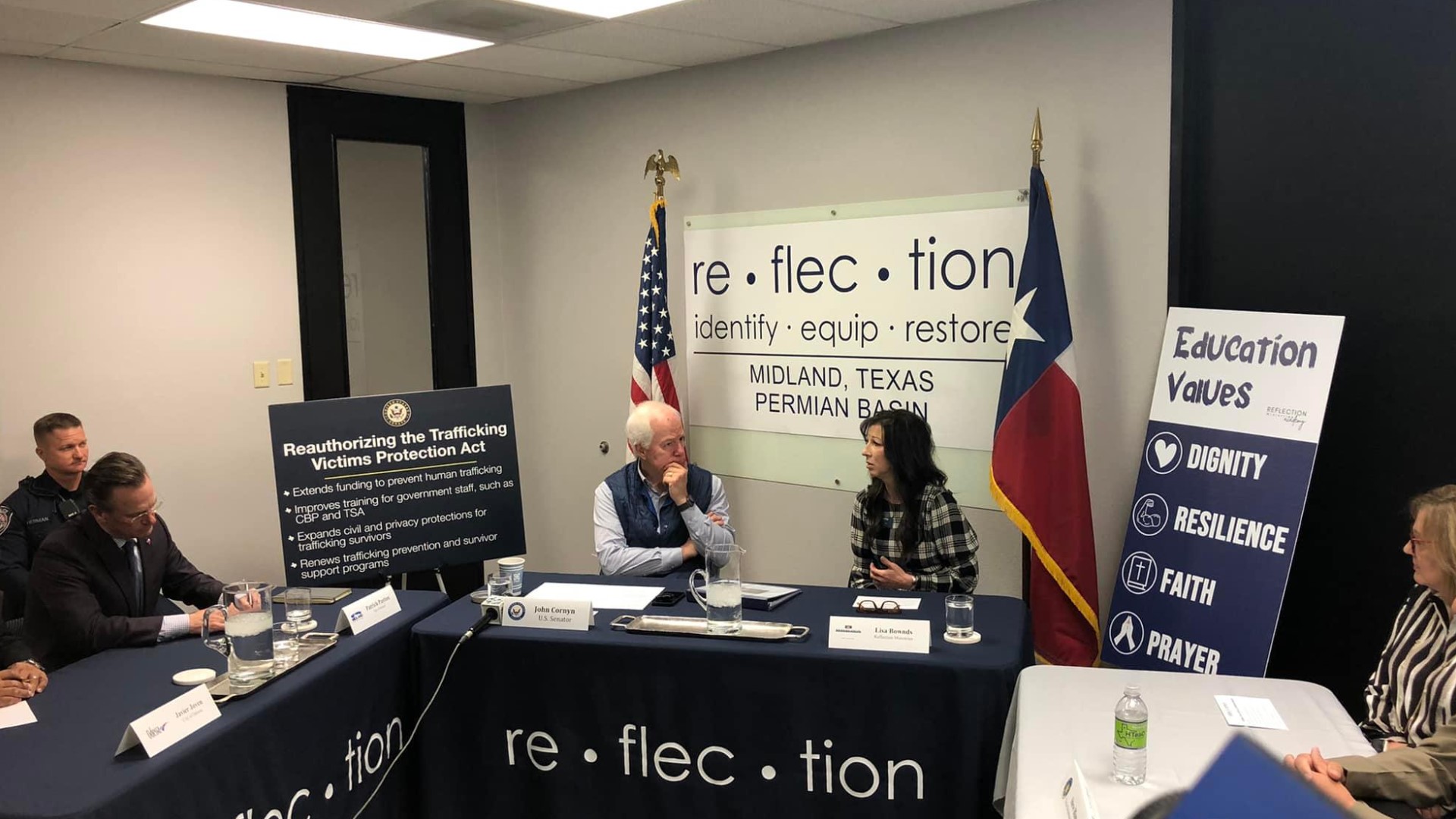 Cornyn visited Midland to talk about reauthorizing the Trafficking Victims Protection Act and to tour Reflection Ministries.