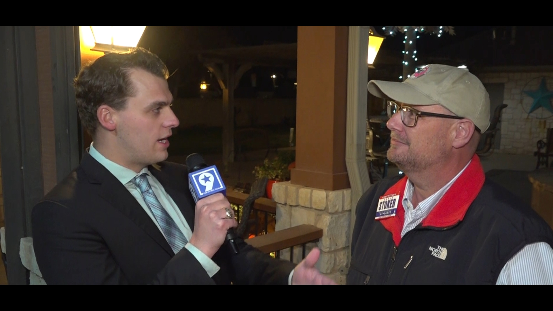 Tyler Dupnick speaks with Craig Stoker after election results for Odessa City Council at-large.