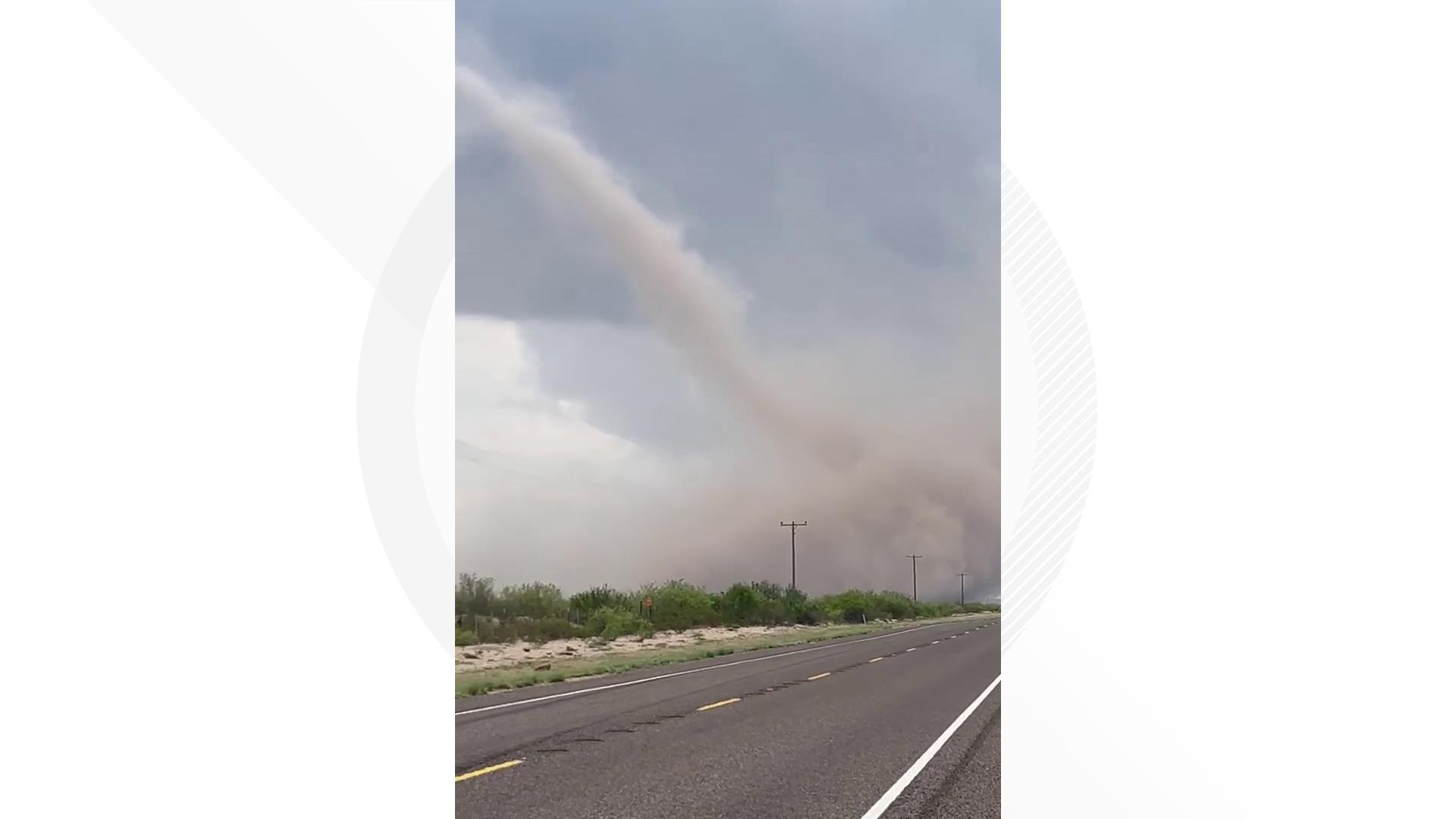 A land spout was spotted Wednesday afternoon in Pecos County.